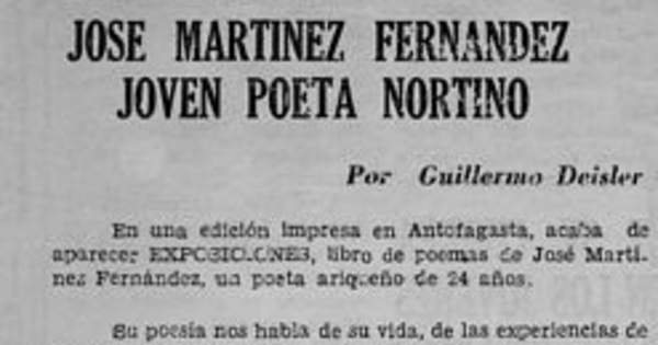 José Martínez Fernández: joven poeta nortino