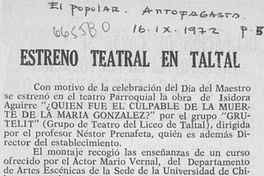 Estreno teatral en Taltal