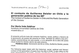 El contexto de Guilermo Deisler en Chile y la generación poética de los 60