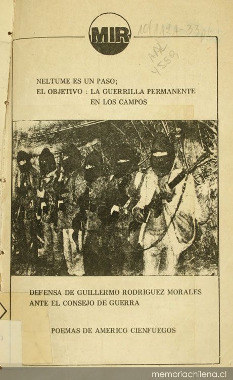 Neltume es un paso, el objetivo: la guerrilla permanente en los campos: entrevista a Andrés Pascal Allende, secretario general del Movimiento de Izquierda Revolucionaria (MIR) en la clandestinidad-Chile