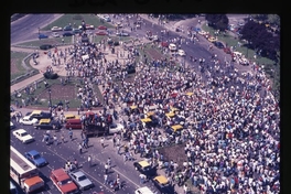 Celebración ciudadana en Plaza Italia por el triunfo del No, 1988