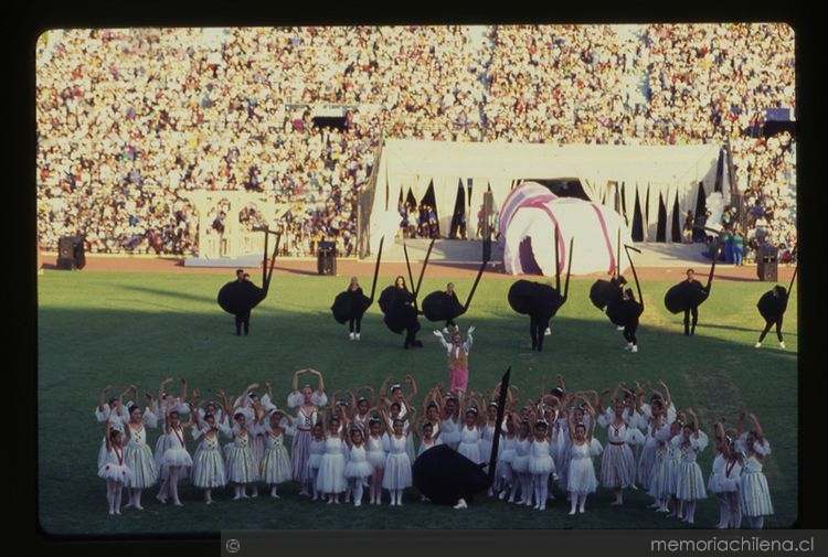 Celebración en Estadio Nacional por el triunfo de Patricio Aylwin en las elecciones presidenciales de 1989