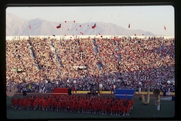 Celebración en Estadio Nacional por el triunfo de Patricio Aylwin en las elecciones presidenciales de 1989