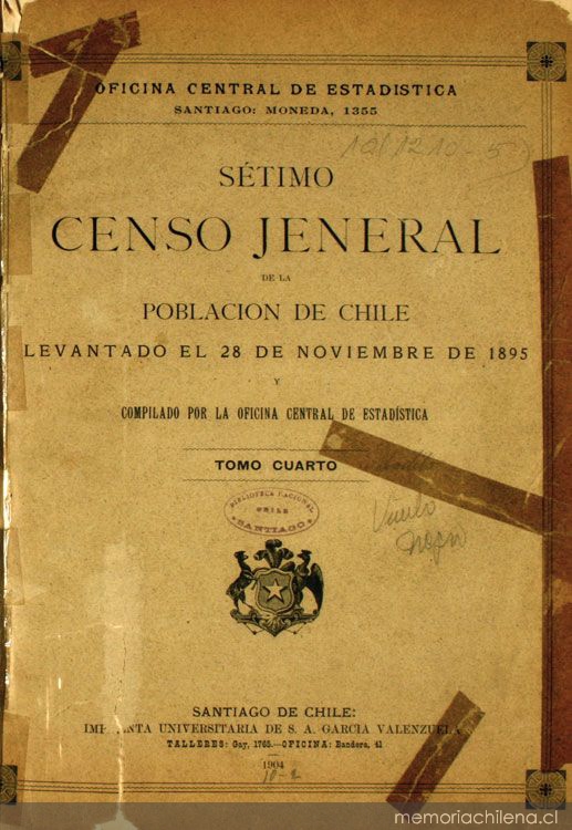 Sétimo Censo Jeneral de la Población de Chile: levantado el 28 de noviembre de 1895: tomo cuarto