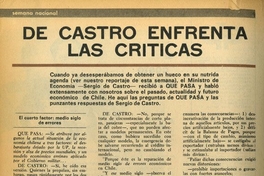 De Castro enfrenta las críticas