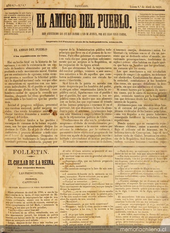 El Amigo del Pueblo: año 1, no.1-53, 1 abril a 3 de junio de 1850