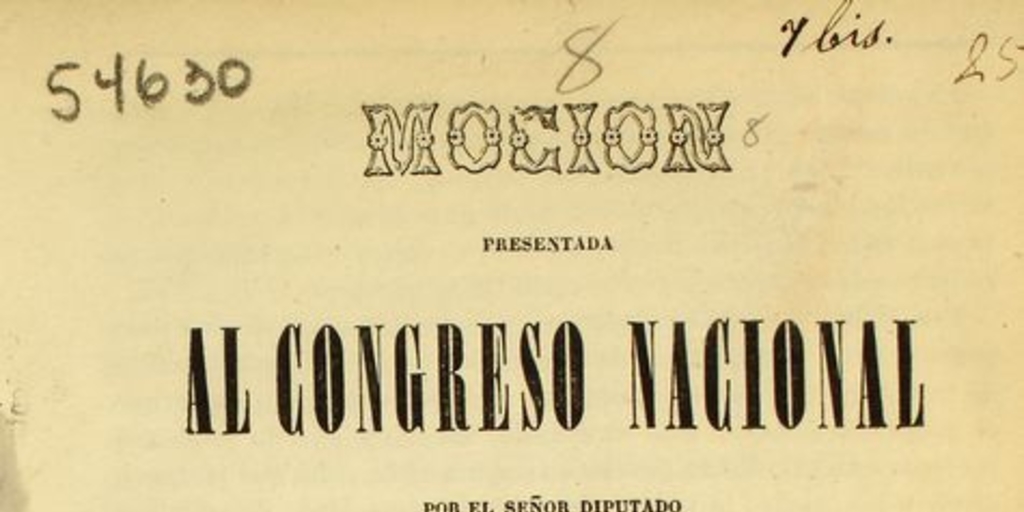 Mocion presentada al Congreso Nacional por el señor diputado D. José Victorino Lastarria, sobre reforma de la lei electoral