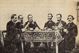 Reunión diaria de los médicos del hospital San Juan de Dios después de la visita de la mañana: preside Ramón Elguero, 1860
