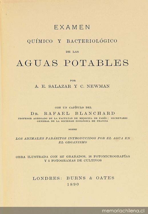 Examen químico y bacteriológico de las aguas potables