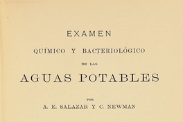 Examen químico y bacteriológico de las aguas potables