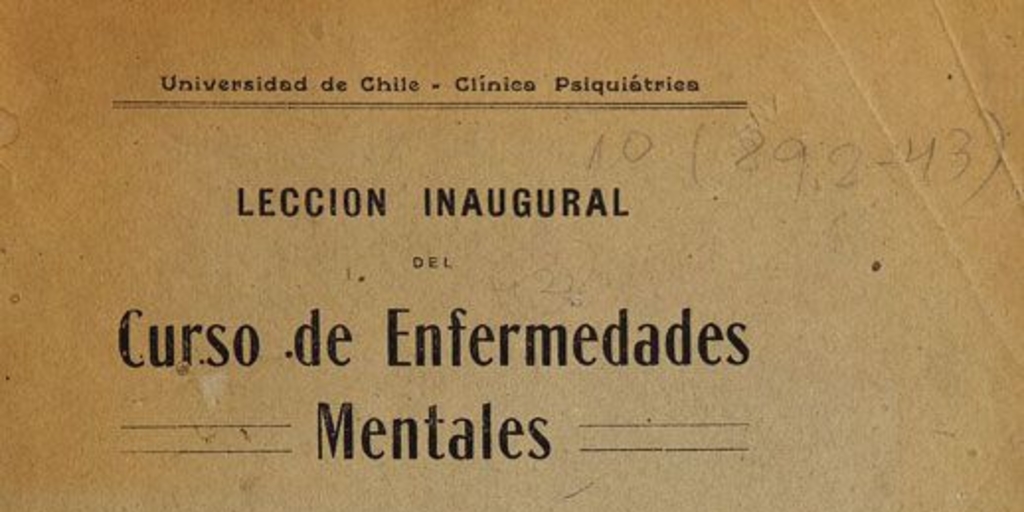 Lección inaugural del curso de enfermedades mentales