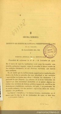 Memoria del Instituto de Hijiene de Santiago: 1902