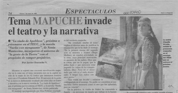 Tema mapuche invade el teatro y la narrativa