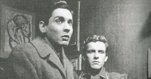 Sergio Aguirre y Fernando González en "Mi hermano Cristián", de Alejandro Sieveking, montaje de 1960