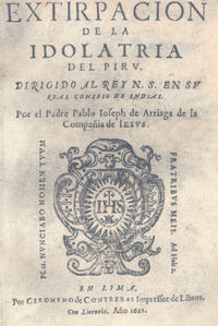 Extirpación de la idolatria del Piru