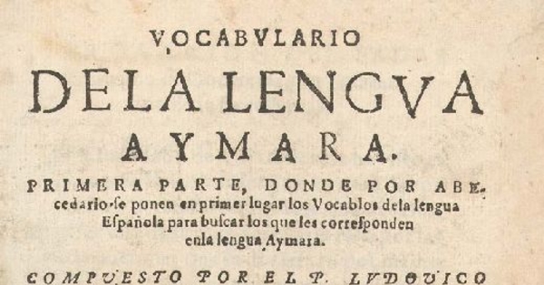 Vocabulario de la lengua aymara