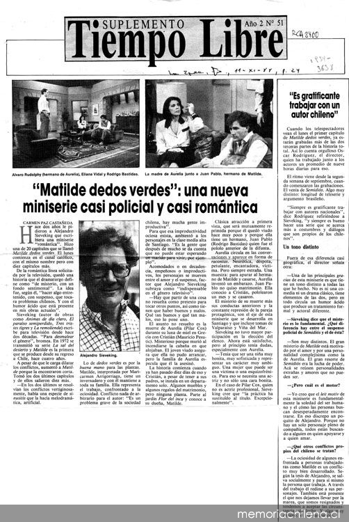 "Matilde dedos verdes", una nueva miniserie casi policial y casi romántica