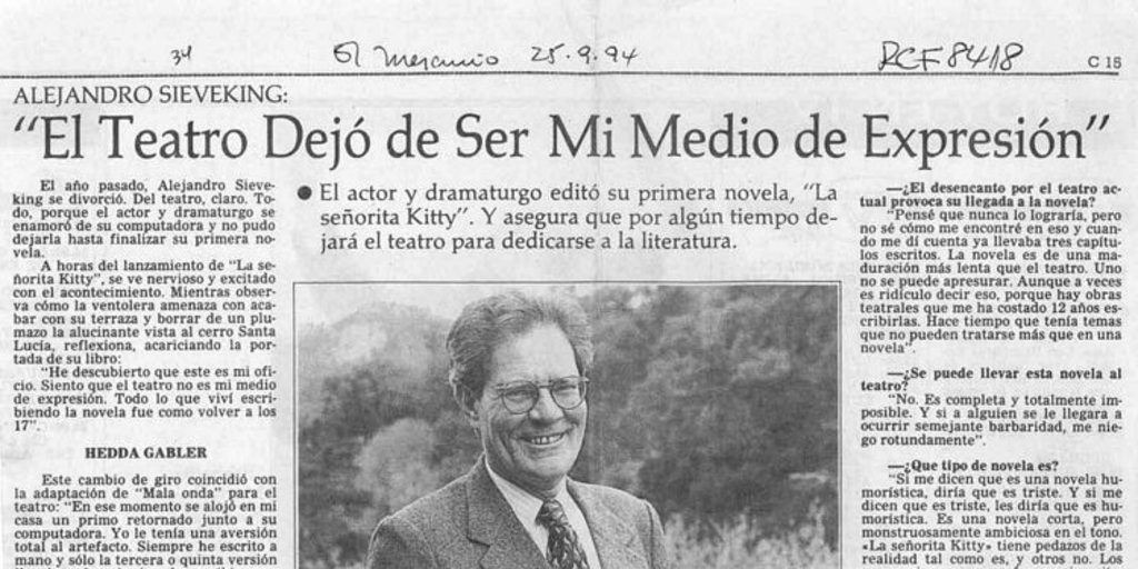 "El teatro dejó de ser mi medio de expresión"