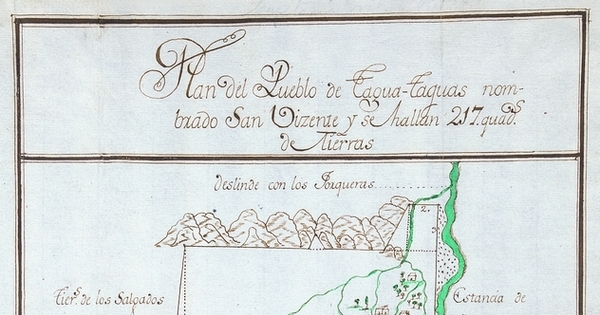 Plan del pueblo de Tagua Taguas nombrado San Vizente, 1792