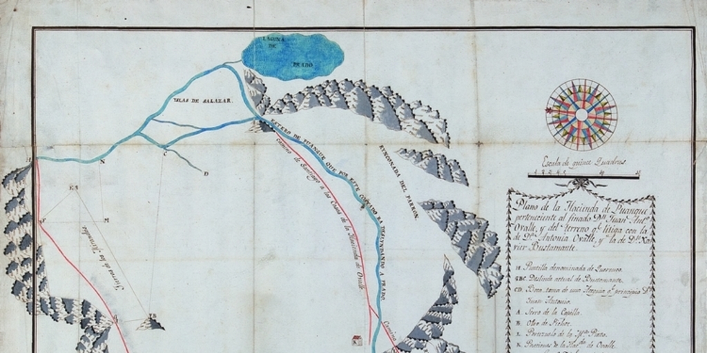 Plano de la Hacienda de Puangue perteneciente al finado Don Juan Antonio Ovalle, 1822