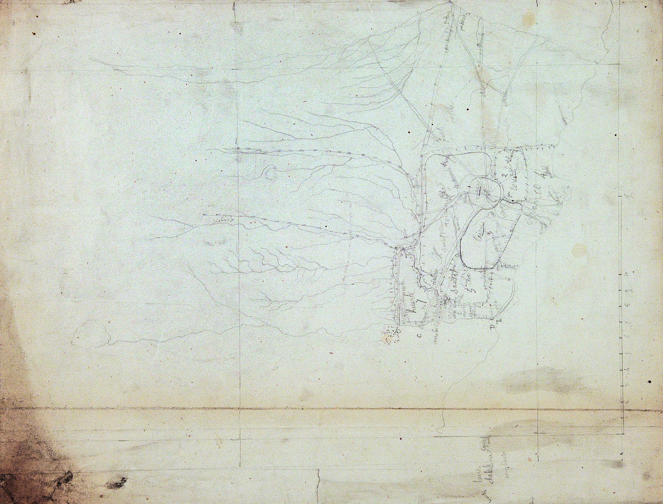 Croquis del pueblo de Chanco, ríos y los alrededores, 1845