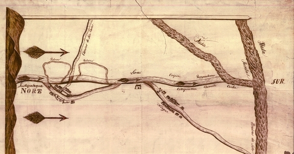 Camino antiguo de Santiago al Sur que sirve de de línea divisoria ..., 1850