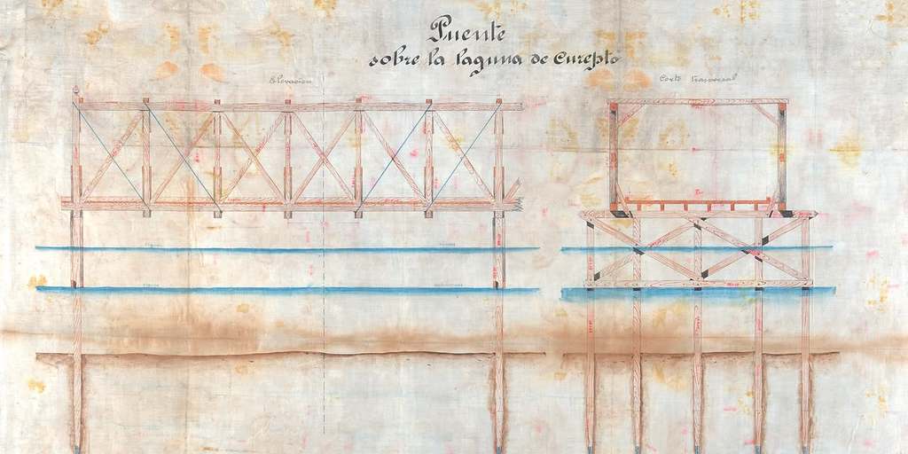 Puente sobre la laguna de Curepto, 1889