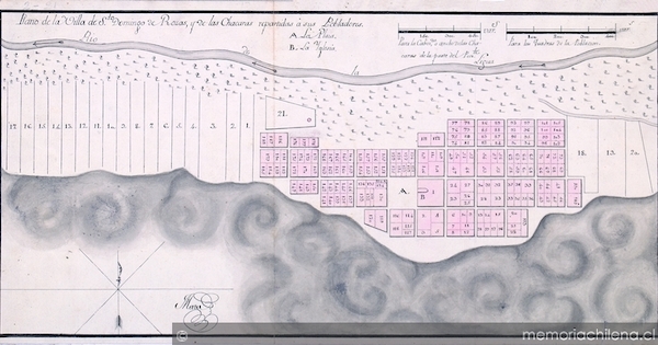 Plano de la villa Santo Domingo de Rozas y de las chacaras repartidas a sus pobladores