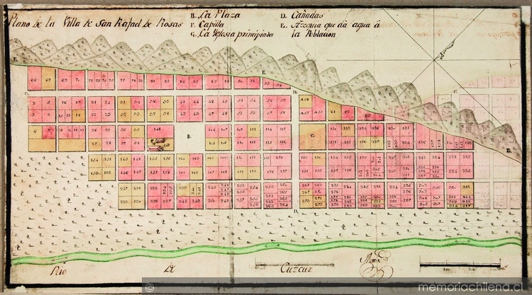 Plano de la villa San Rafael de Rozas, Illapel, 1790