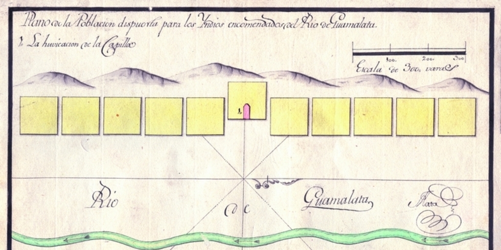 Plano de la poblacion dispuesta para los indios encomendados del Río de Guamalata, 1790