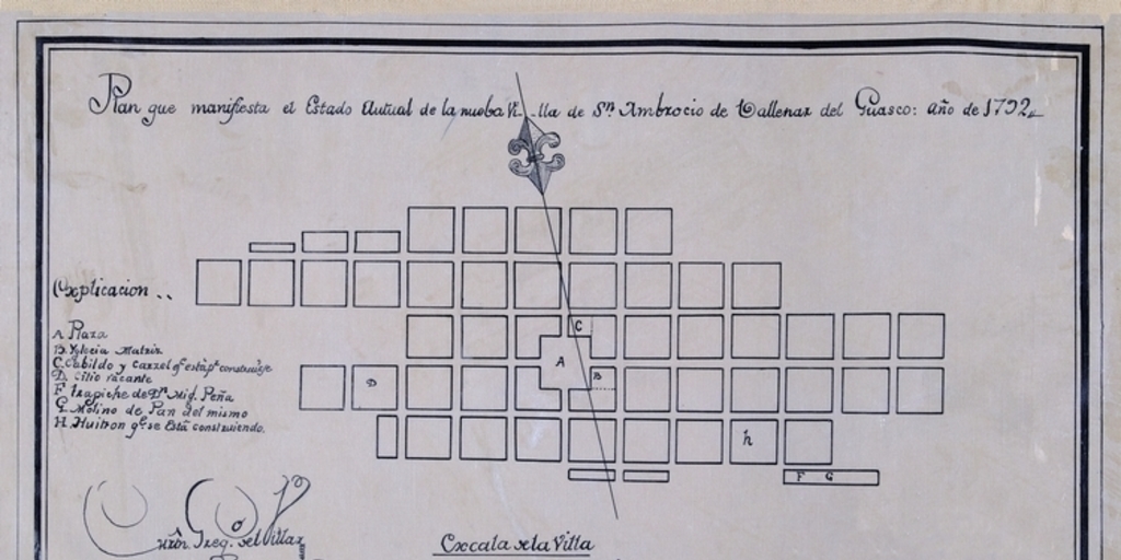 Plan que manifiesta el estado actual de la nueba villa de San Ambrocio de Vallenar, Guasco, año de 1792