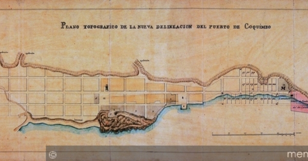 Plano topografico de la nueva delineacion del puerto de Coquimbo, 1850