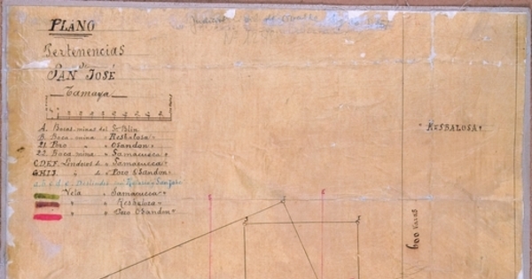 Plano de las pertenencias de minas de "San José" de Tamaya, 1868