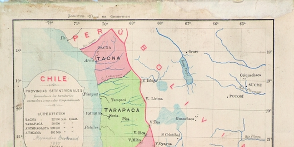 Chile: Provincias Septentrionales formadas en los territorios anexados i ocupados temporalmente, 1885
