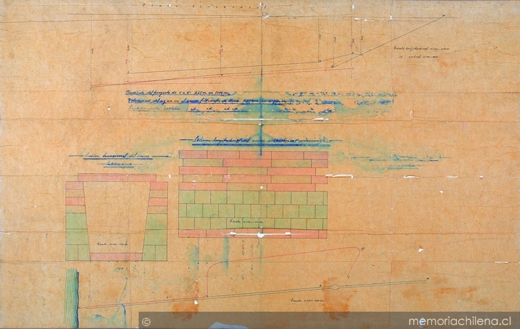 Plano proyecto desecación de las vegas comprendidas entre la Alameda y la Calle Nueva, La Serena, 1888
