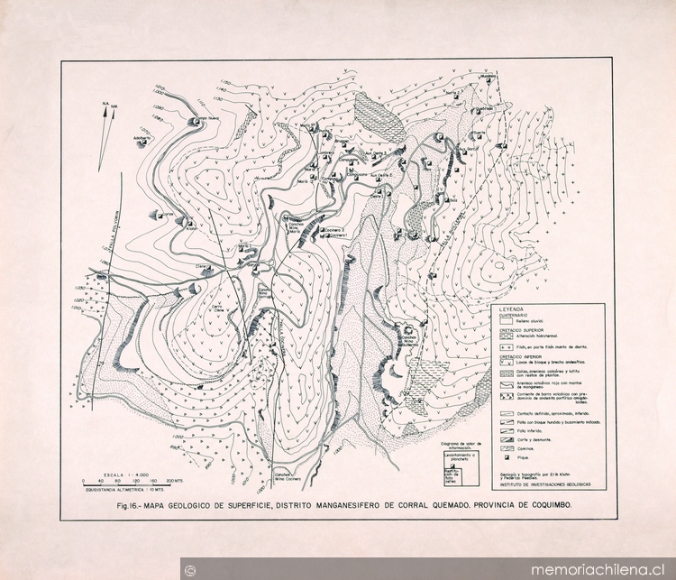 Mapa geológico de superficie [mapa] : distrito manganesífero de Corral Quemado