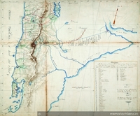 Mapa del viaje de Luis de la Cruz, de Concepción a Buenos Aires en 1806