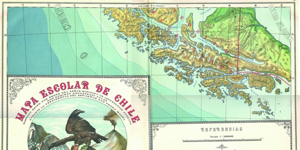 Mapa Escolar de Chile (extremo sur), 1911