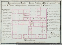 Plano lebantado por el yngeniero Leandro Badaran de los patios del señor presidente ...