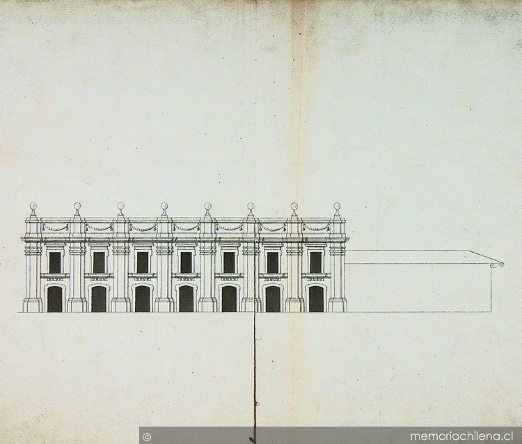 Perfil lateral del edificio del Cabildo de Santiago, 1784