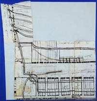 Plano del reparto de aguas del sector de calles Alameda, Carmen y Portugal, Santiago, 1794