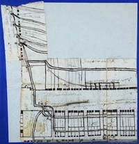 Plano del reparto de aguas del sector de calles Alameda, Carmen y Portugal, Santiago, 1794