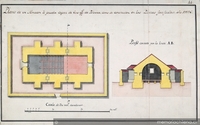 Plano de un almacen a prueba capaz de 600 qqs de polvora ...año 1796