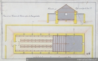 Plano de un almacén de pólvora capaz 2.000 quintales, Santiago, 1810