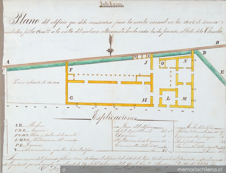 Plano que debe construirse para la Escuela Nortmal ..., 1838