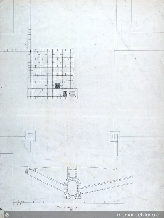 Plano para formar conductos subterráneos y alterar la superficie en las calles de Santiago, 1847