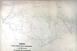 Croquis del valle central de la Araucanía con los caminos seguidos por las divisiones que lo han cruzado, 1869