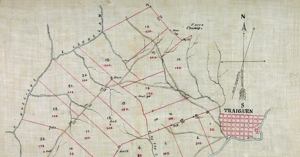 Plano de la colonia de Traiguén: subdividido en 23 hijuelas, 1881