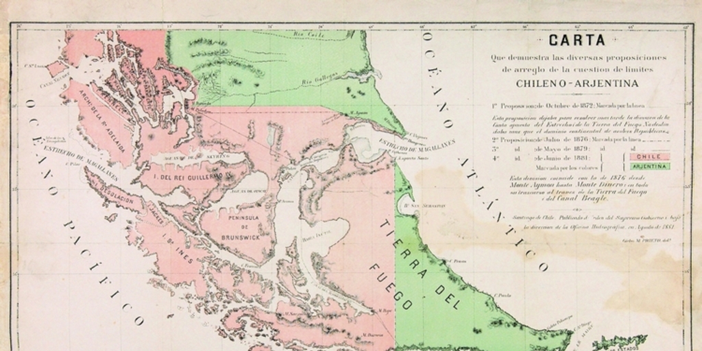 Carta que demuestra las diversas proposiciones de arreglo de la cuestión de límites chileno-arjentina, 1881