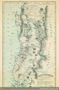 Mapa topográfico construido para el estudio del ferrocarril de Victoria a Osorno i Valdivia [mapa]